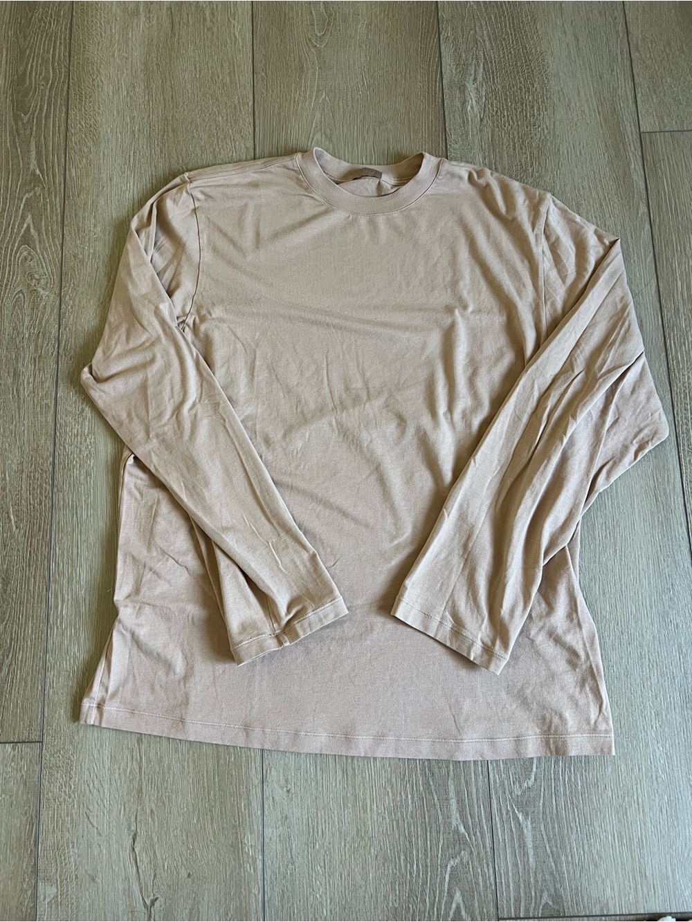 SKIMS Men’s Jersey lounge Long Sleeve Crew Neck tee tShirt - Umber Sz L